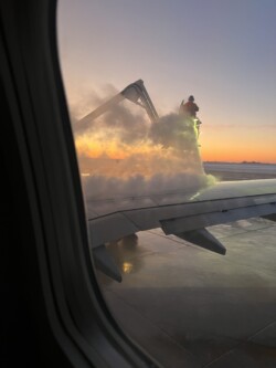 Our plane getting de-iced